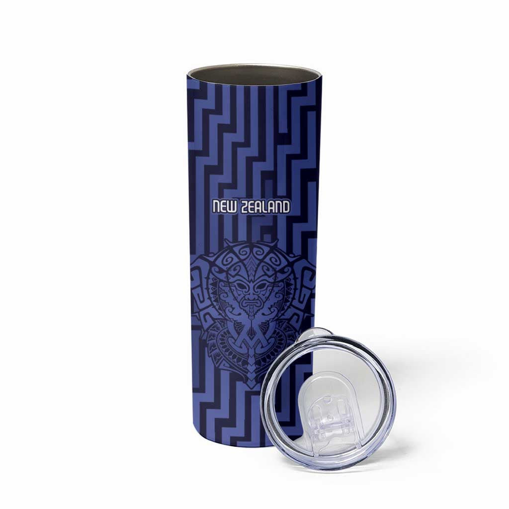 Custom Basketball New Zealand Skinny Tumbler Blue Maori Ta Moko Indigenous - Aussie Hoodie