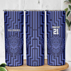 Custom Basketball New Zealand Skinny Tumbler Blue Maori Ta Moko Indigenous - Aussie Hoodie