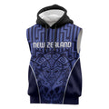 Custom Basketball New Zealand Sleeveless Hoodie Blue Maori Ta Moko Indigenous - Aussie Hoodie
