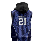 Custom Basketball New Zealand Sleeveless Hoodie Blue Maori Ta Moko Indigenous - Aussie Hoodie