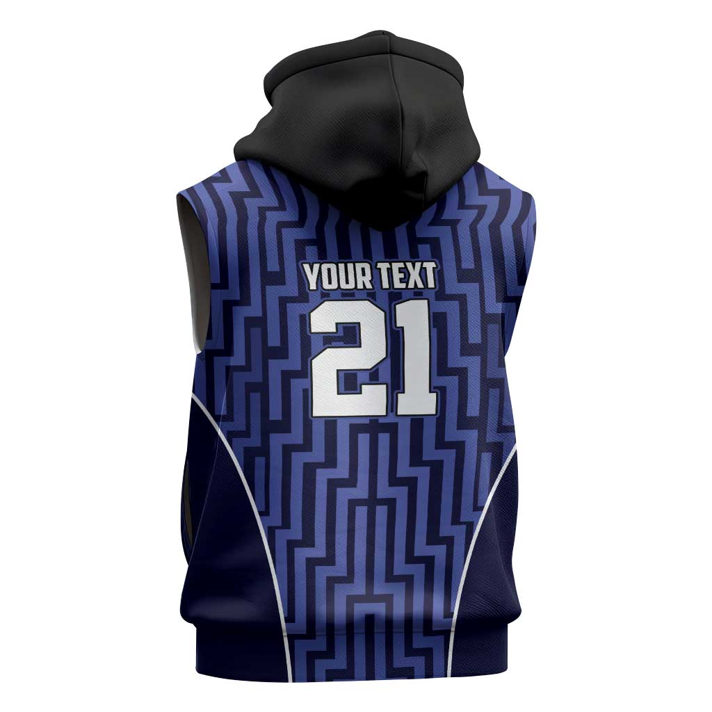 Custom Basketball New Zealand Sleeveless Hoodie Blue Maori Ta Moko Indigenous - Aussie Hoodie