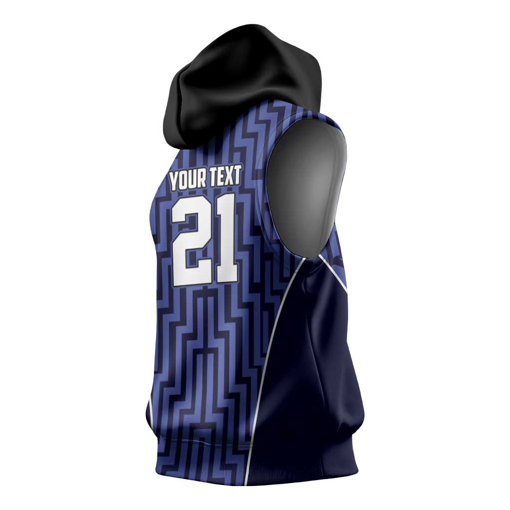 Custom Basketball New Zealand Sleeveless Hoodie Blue Maori Ta Moko Indigenous - Aussie Hoodie
