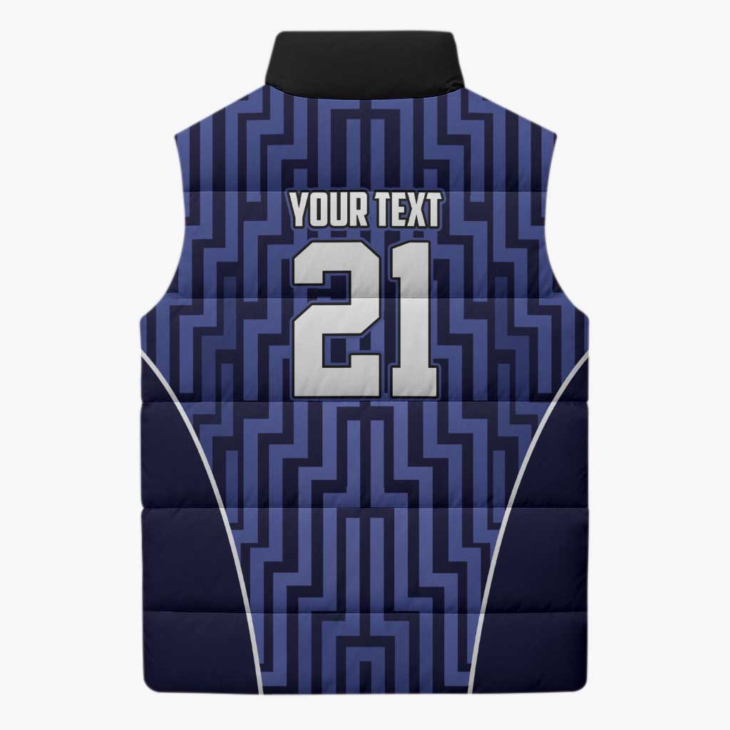 Custom Basketball New Zealand Sleeveless Puffer Jacket Blue Maori Ta Moko Indigenous - Aussie Hoodie