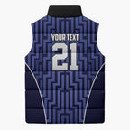 Custom Basketball New Zealand Sleeveless Puffer Jacket Blue Maori Ta Moko Indigenous - Aussie Hoodie