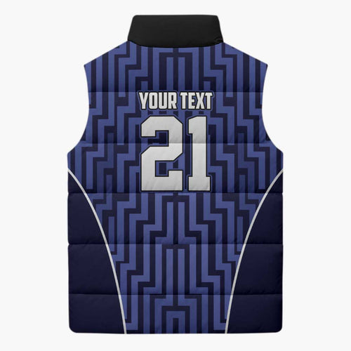 Custom Basketball New Zealand Sleeveless Puffer Jacket Blue Maori Ta Moko Indigenous - Aussie Hoodie