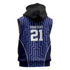Custom Basketball New Zealand Sleeveless Zip Hoodie Blue Maori Ta Moko Indigenous LT9