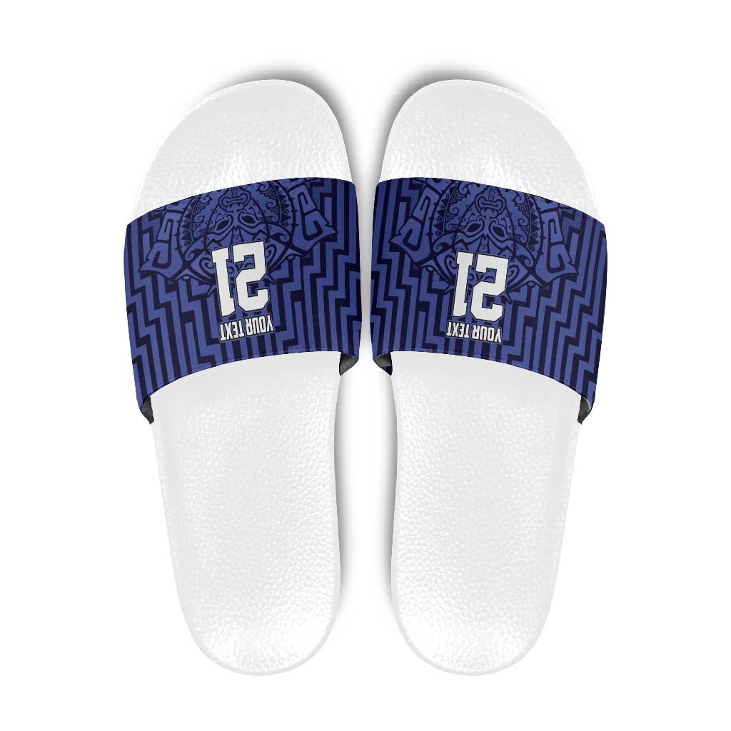 Custom Basketball New Zealand Slide Sandals Blue Maori Ta Moko Indigenous - Aussie Hoodie