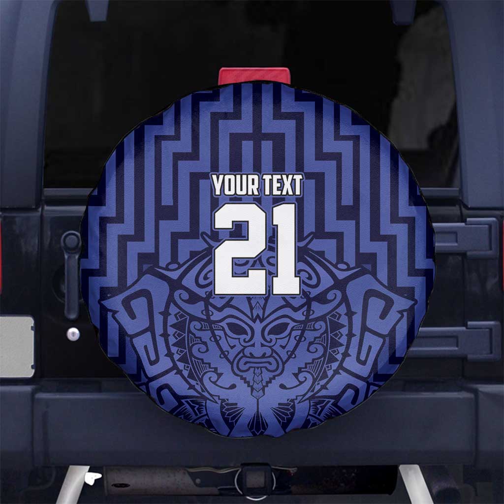 Custom Basketball New Zealand Spare Tire Cover Blue Maori Ta Moko Indigenous - Aussie Hoodie
