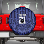 Custom Basketball New Zealand Spare Tire Cover Blue Maori Ta Moko Indigenous - Aussie Hoodie
