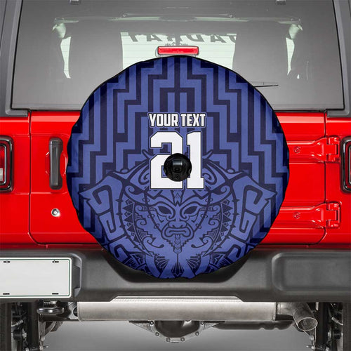 Custom Basketball New Zealand Spare Tire Cover Blue Maori Ta Moko Indigenous - Aussie Hoodie
