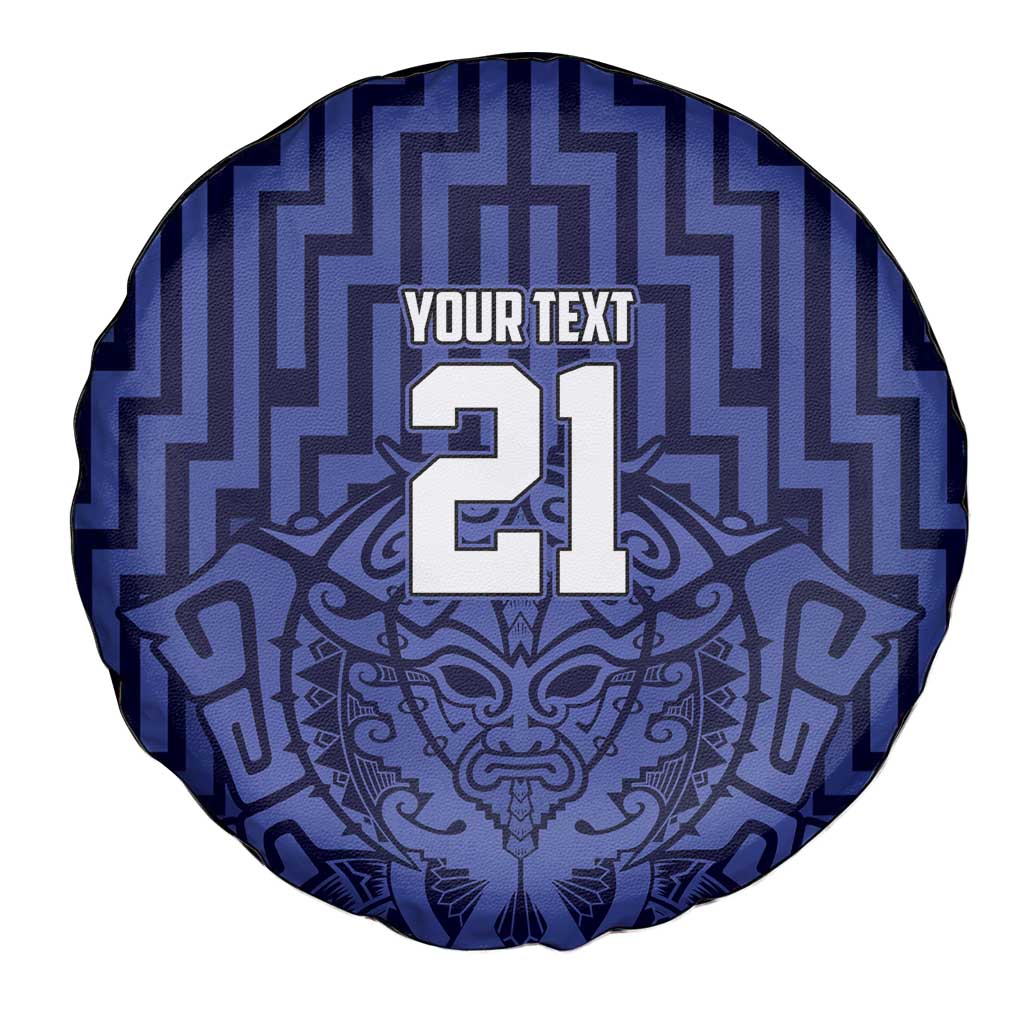 Custom Basketball New Zealand Spare Tire Cover Blue Maori Ta Moko Indigenous - Aussie Hoodie
