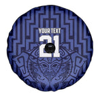 Custom Basketball New Zealand Spare Tire Cover Blue Maori Ta Moko Indigenous - Aussie Hoodie