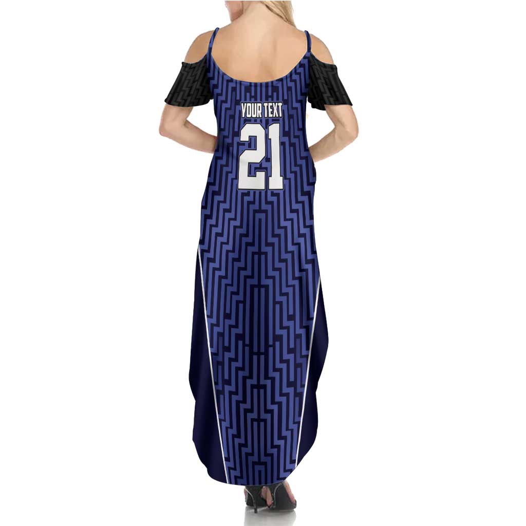 Custom Basketball New Zealand Summer Maxi Dress Blue Maori Ta Moko Indigenous - Aussie Hoodie