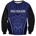 Custom Basketball New Zealand Sweatshirt Blue Maori Ta Moko Indigenous - Aussie Hoodie