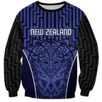 Custom Basketball New Zealand Sweatshirt Blue Maori Ta Moko Indigenous - Aussie Hoodie