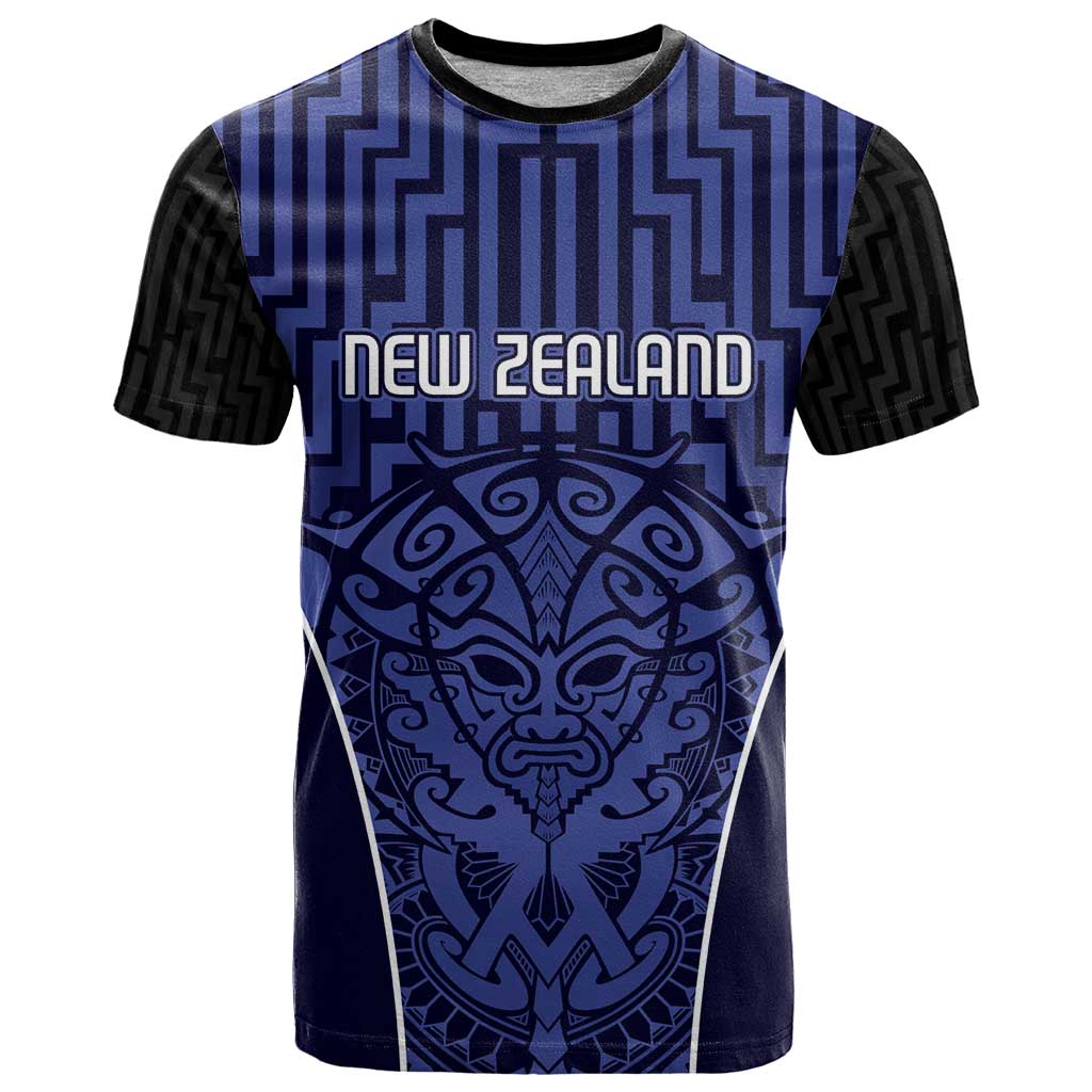 Custom Basketball New Zealand T Shirt Blue Maori Ta Moko Indigenous - Aussie Hoodie