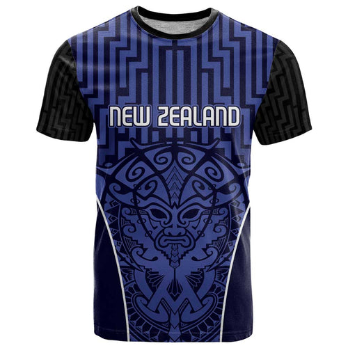Custom Basketball New Zealand T Shirt Blue Maori Ta Moko Indigenous - Aussie Hoodie