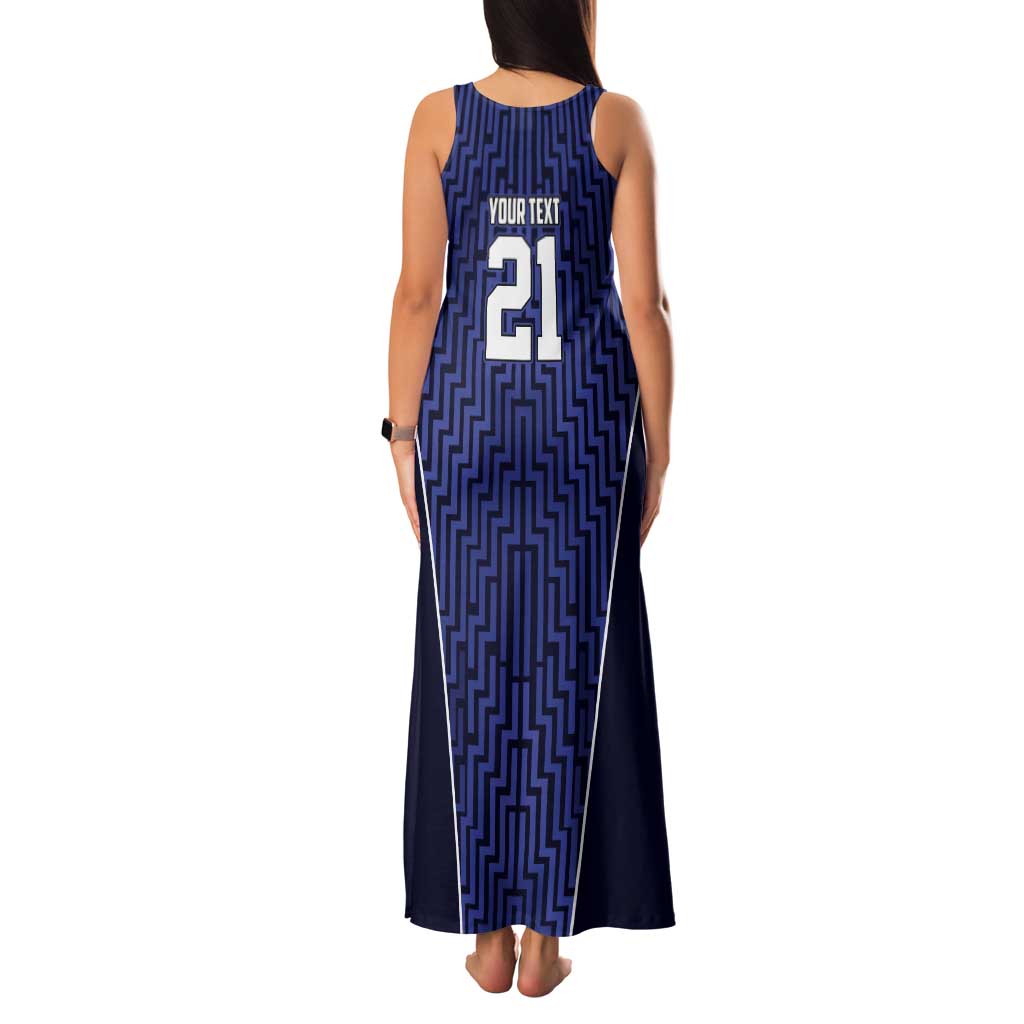 Custom Basketball New Zealand Tank Maxi Dress Blue Maori Ta Moko Indigenous - Aussie Hoodie