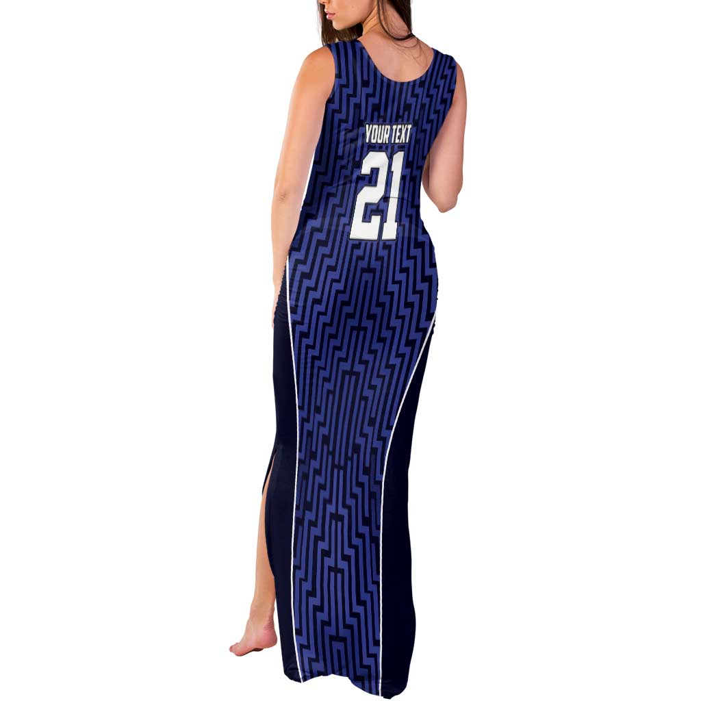 Custom Basketball New Zealand Tank Maxi Dress Blue Maori Ta Moko Indigenous - Aussie Hoodie