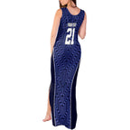 Custom Basketball New Zealand Tank Maxi Dress Blue Maori Ta Moko Indigenous - Aussie Hoodie