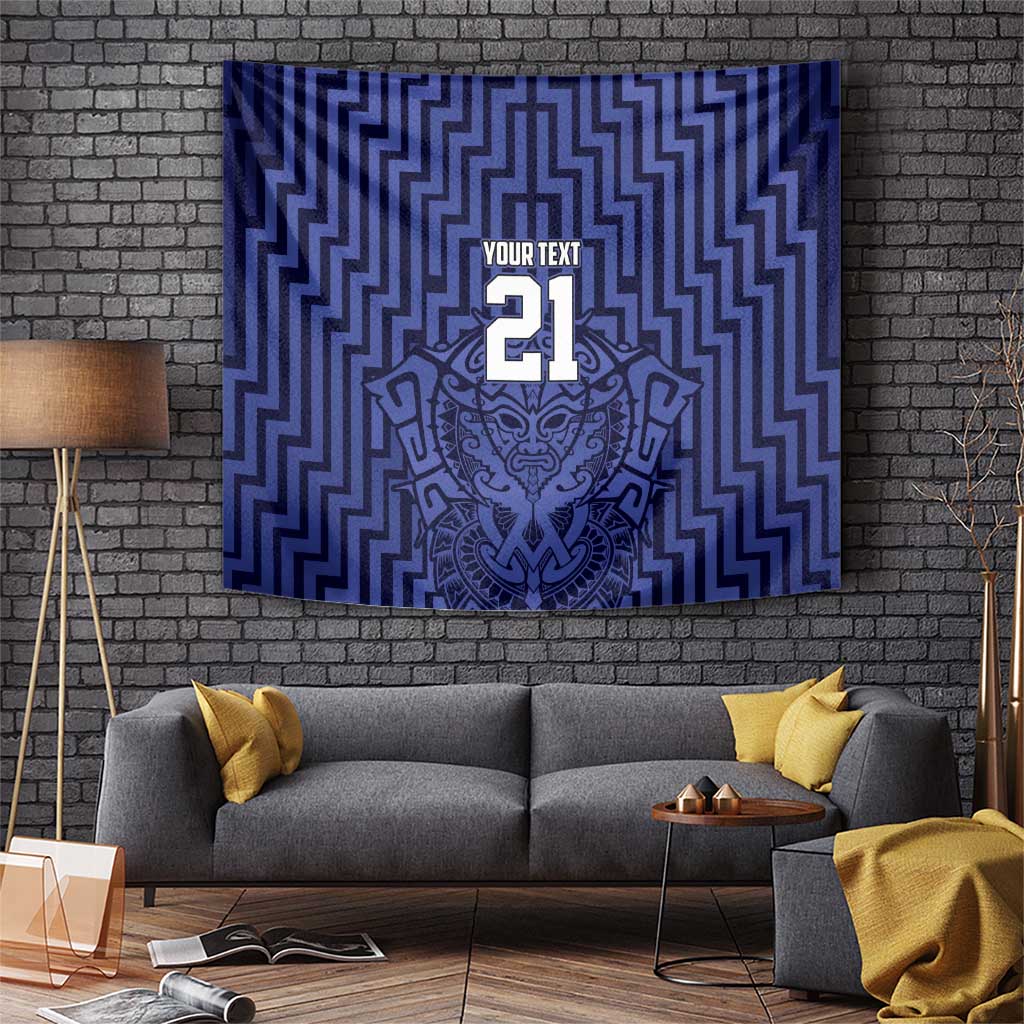 Custom Basketball New Zealand Tapestry Blue Maori Ta Moko Indigenous - Aussie Hoodie