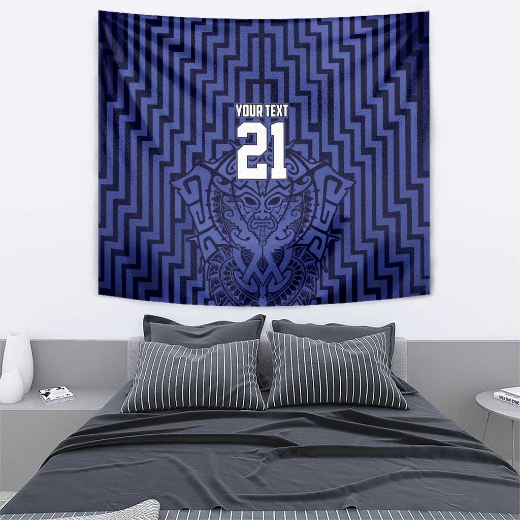 Custom Basketball New Zealand Tapestry Blue Maori Ta Moko Indigenous - Aussie Hoodie