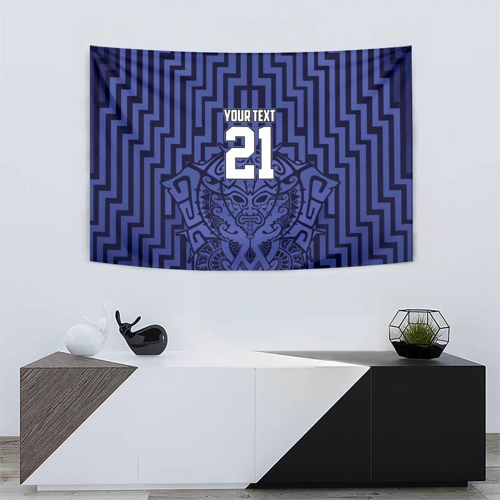 Custom Basketball New Zealand Tapestry Blue Maori Ta Moko Indigenous - Aussie Hoodie