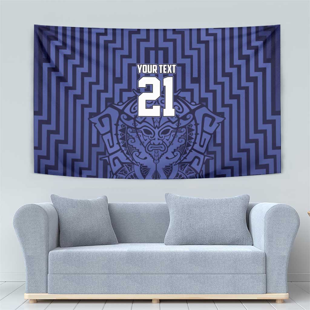 Custom Basketball New Zealand Tapestry Blue Maori Ta Moko Indigenous - Aussie Hoodie