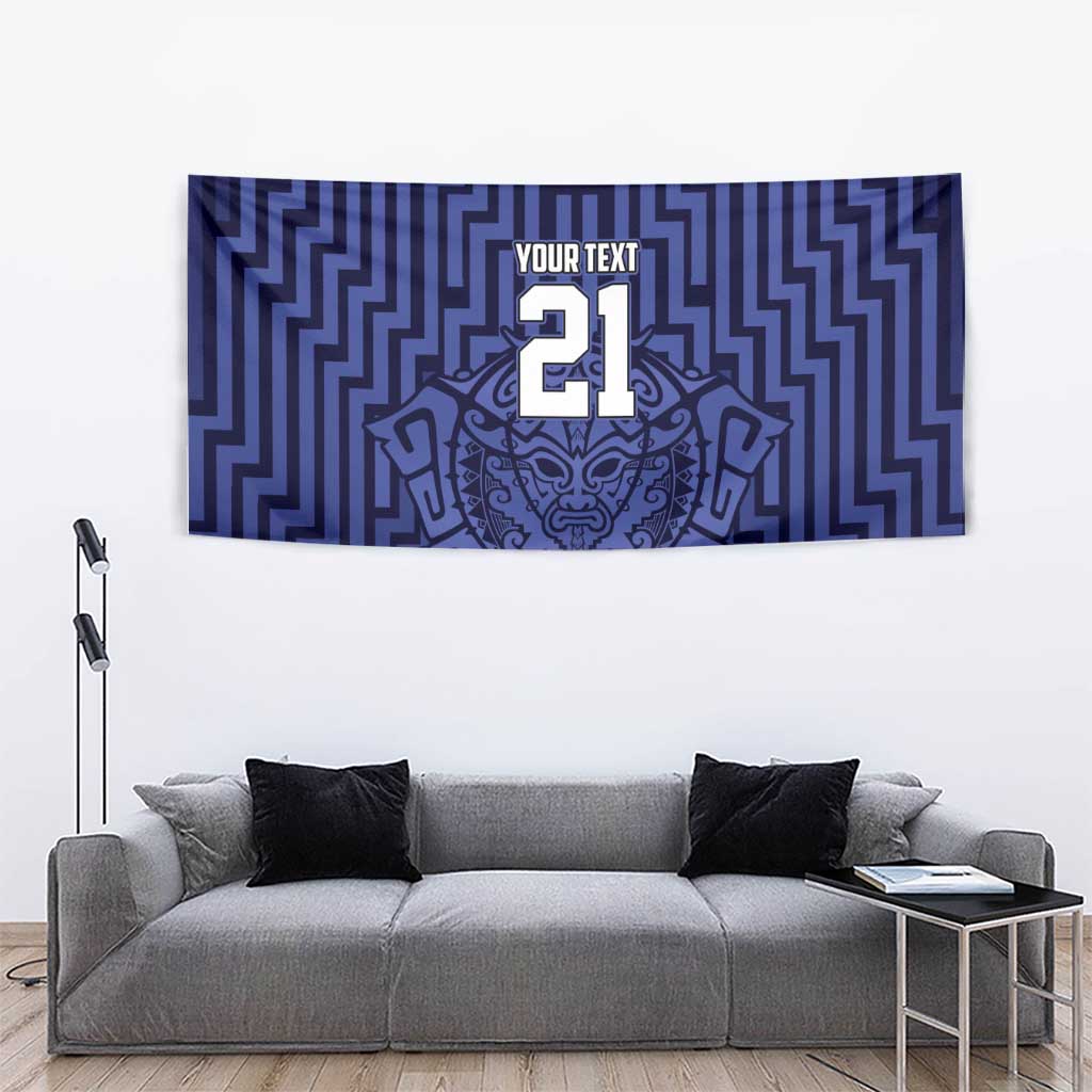Custom Basketball New Zealand Tapestry Blue Maori Ta Moko Indigenous - Aussie Hoodie