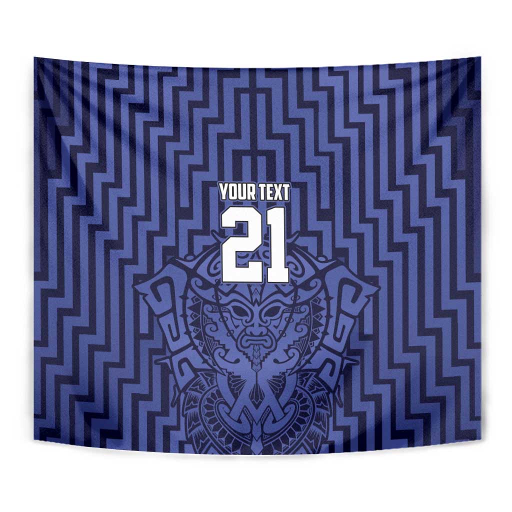 Custom Basketball New Zealand Tapestry Blue Maori Ta Moko Indigenous - Aussie Hoodie