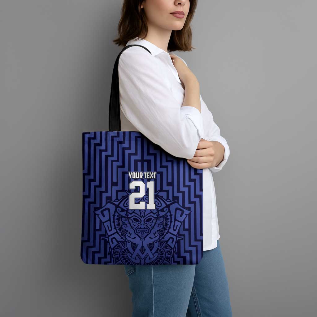 Custom Basketball New Zealand Tote Bag Blue Maori Ta Moko Indigenous - Aussie Hoodie