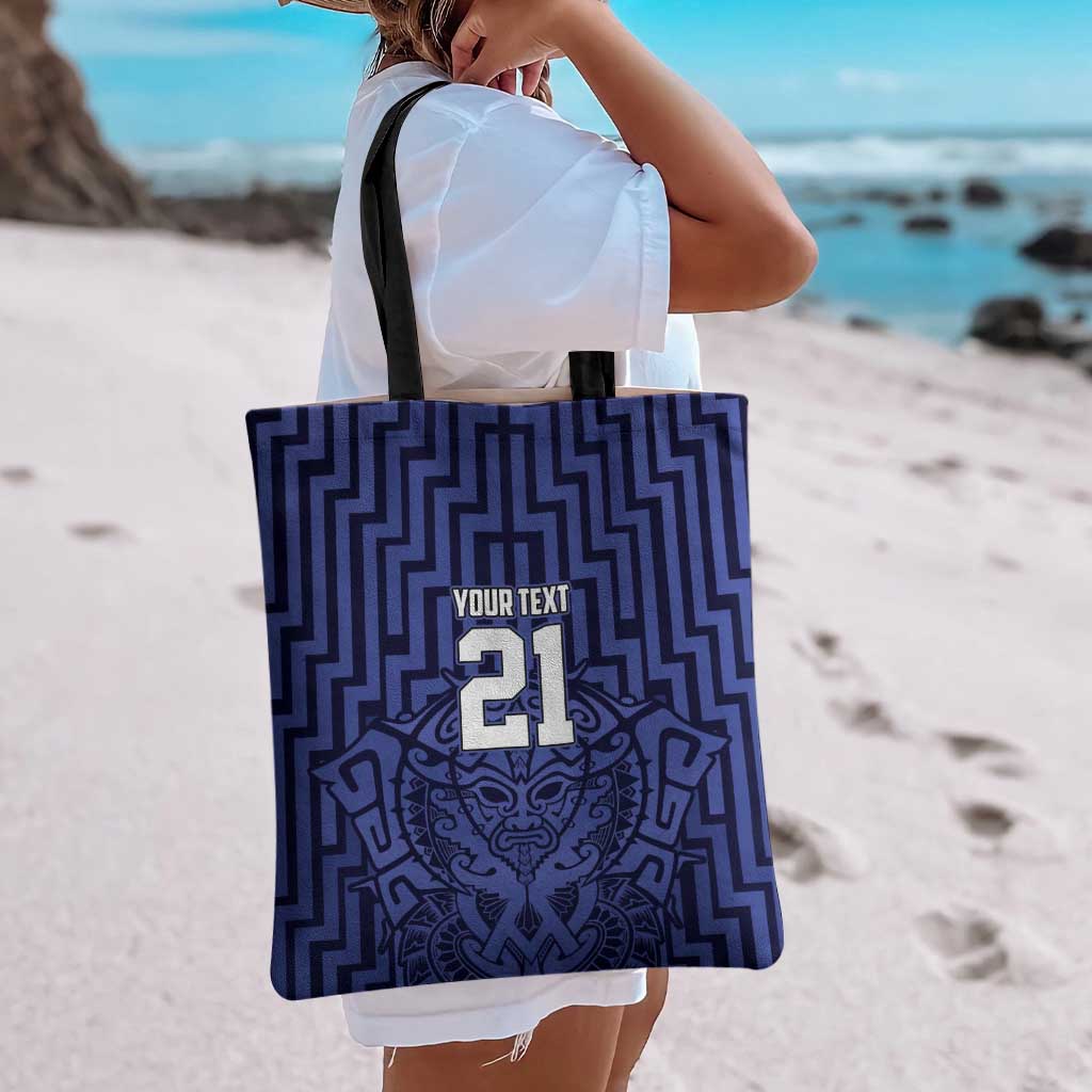 Custom Basketball New Zealand Tote Bag Blue Maori Ta Moko Indigenous - Aussie Hoodie