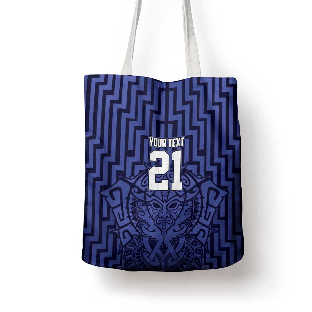 Custom Basketball New Zealand Tote Bag Blue Maori Ta Moko Indigenous - Aussie Hoodie