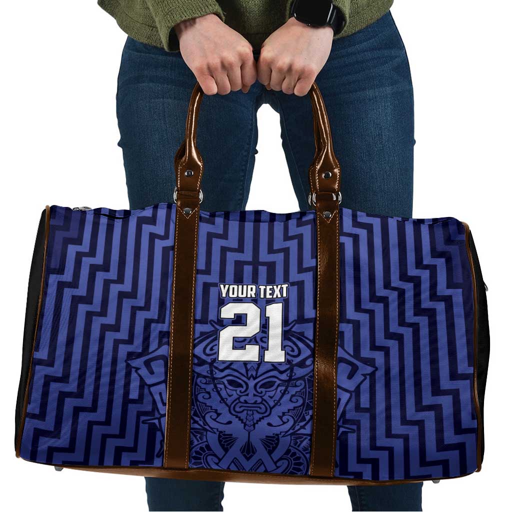 Custom Basketball New Zealand Travel Bag Blue Maori Ta Moko Indigenous - Aussie Hoodie