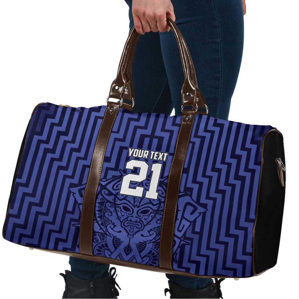 Custom Basketball New Zealand Travel Bag Blue Maori Ta Moko Indigenous - Aussie Hoodie