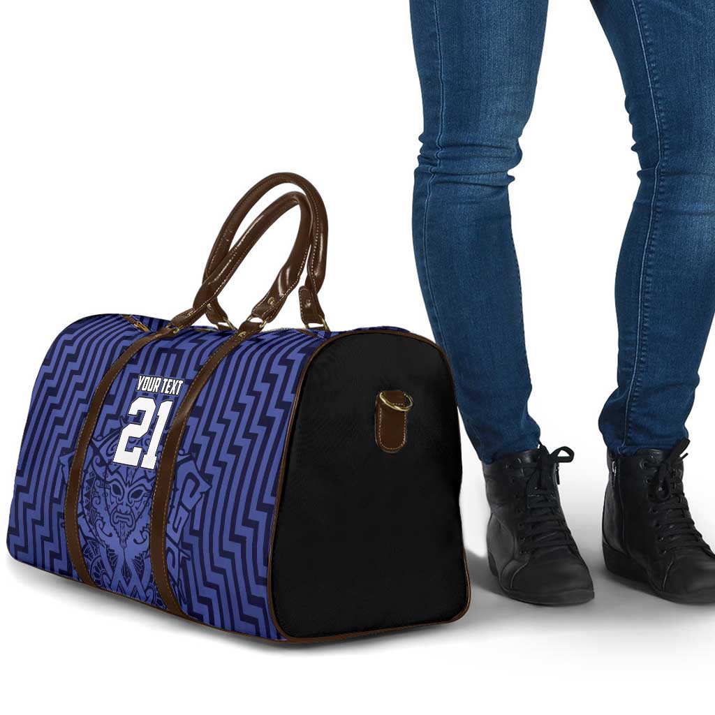 Custom Basketball New Zealand Travel Bag Blue Maori Ta Moko Indigenous - Aussie Hoodie