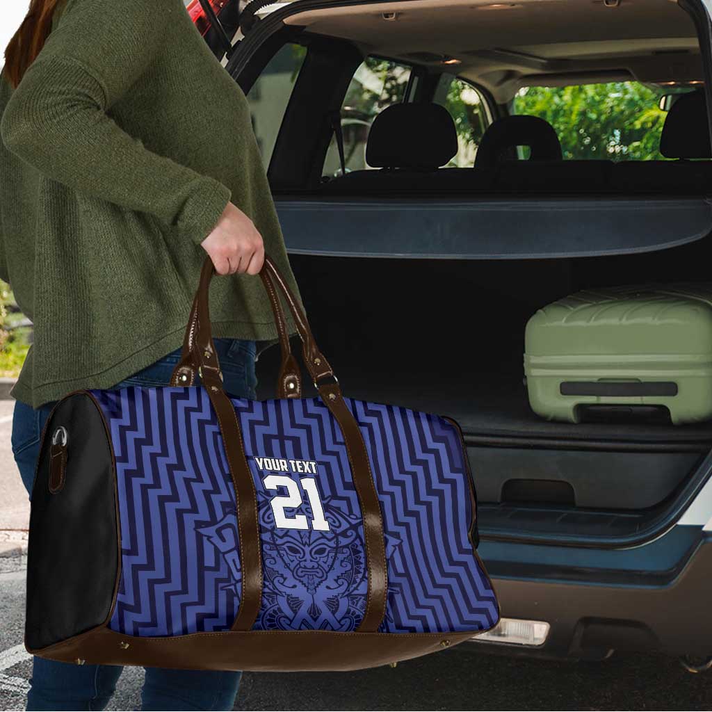 Custom Basketball New Zealand Travel Bag Blue Maori Ta Moko Indigenous - Aussie Hoodie