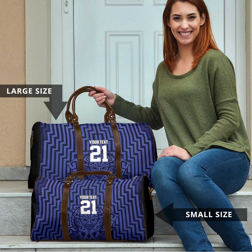 Custom Basketball New Zealand Travel Bag Blue Maori Ta Moko Indigenous - Aussie Hoodie