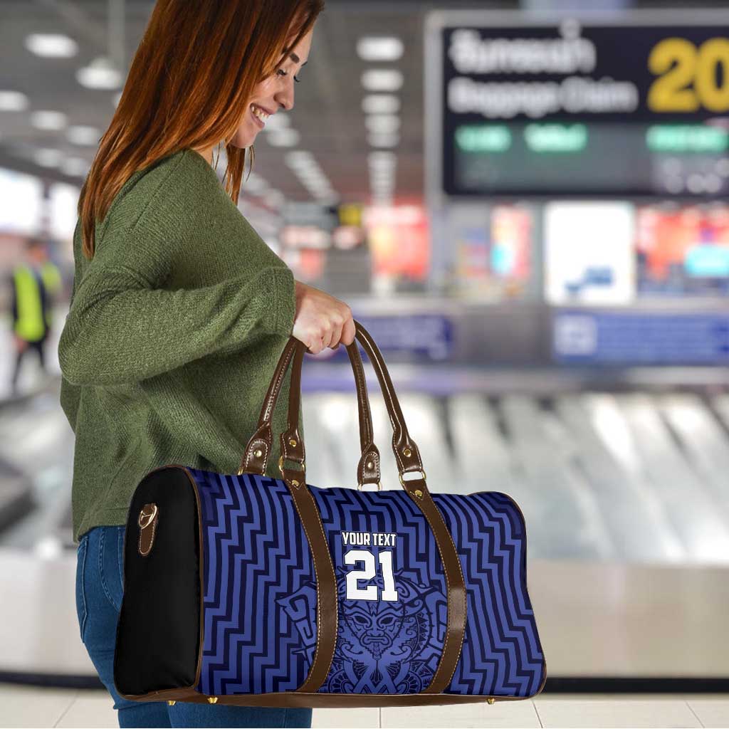 Custom Basketball New Zealand Travel Bag Blue Maori Ta Moko Indigenous - Aussie Hoodie