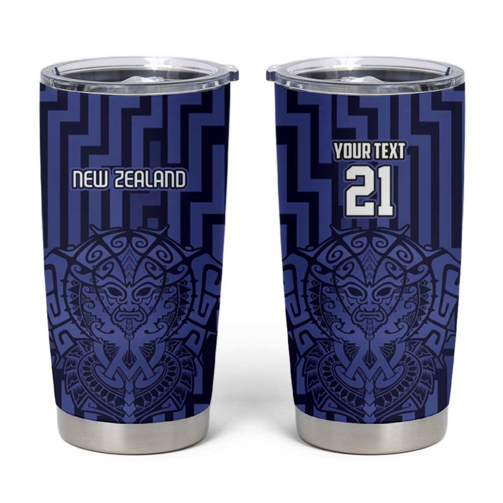 Custom Basketball New Zealand Tumbler Cup Blue Maori Ta Moko Indigenous - Aussie Hoodie