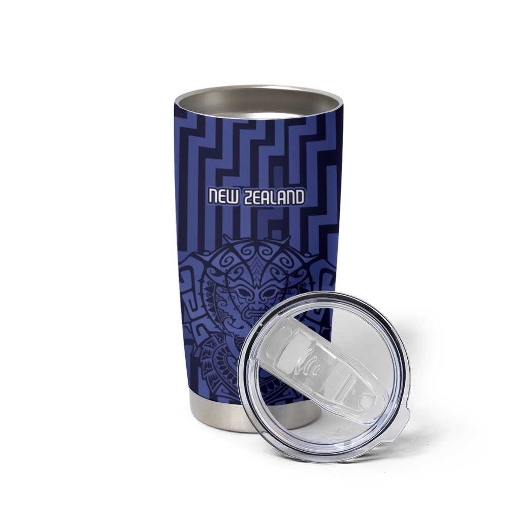 Custom Basketball New Zealand Tumbler Cup Blue Maori Ta Moko Indigenous - Aussie Hoodie
