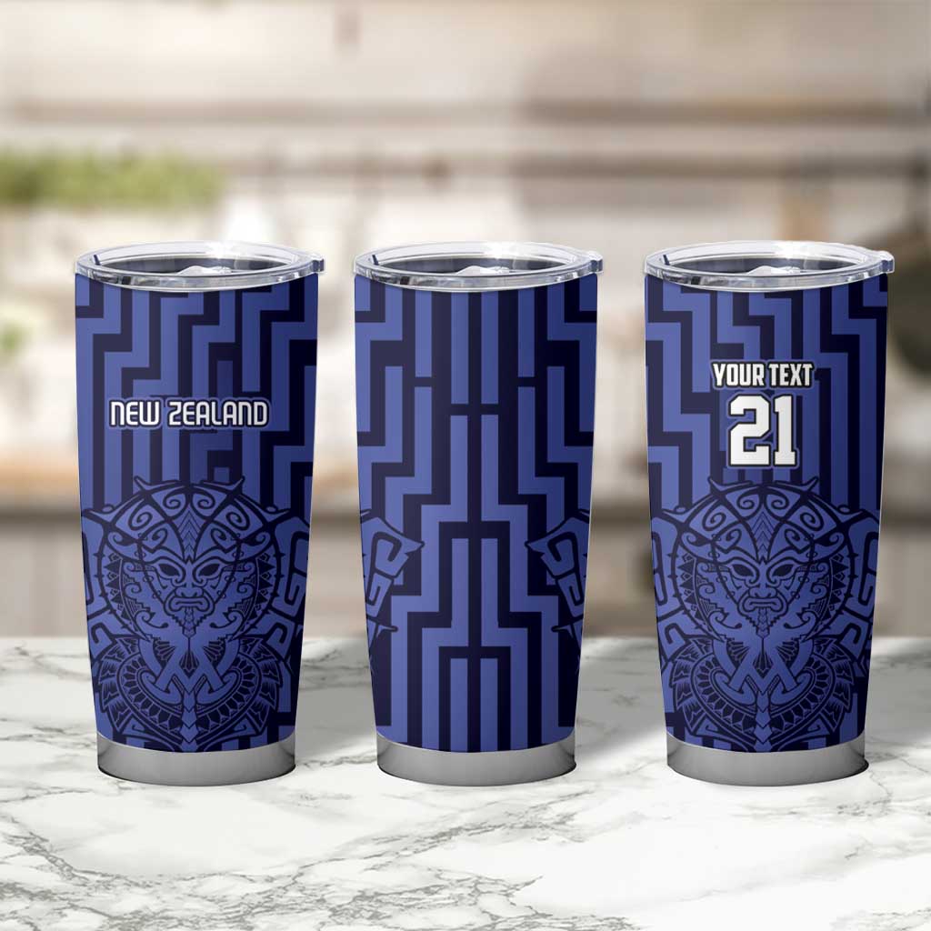Custom Basketball New Zealand Tumbler Cup Blue Maori Ta Moko Indigenous - Aussie Hoodie