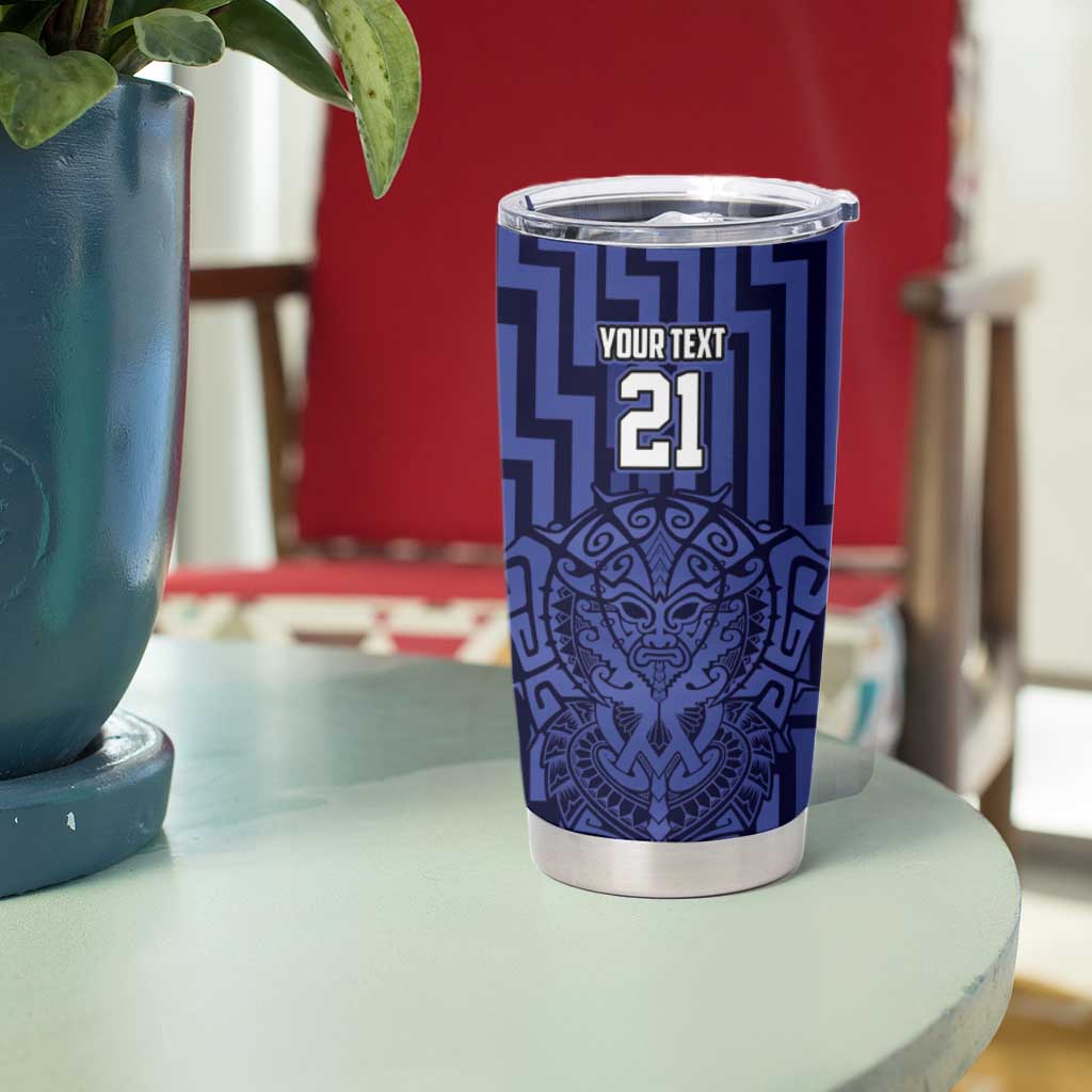 Custom Basketball New Zealand Tumbler Cup Blue Maori Ta Moko Indigenous - Aussie Hoodie