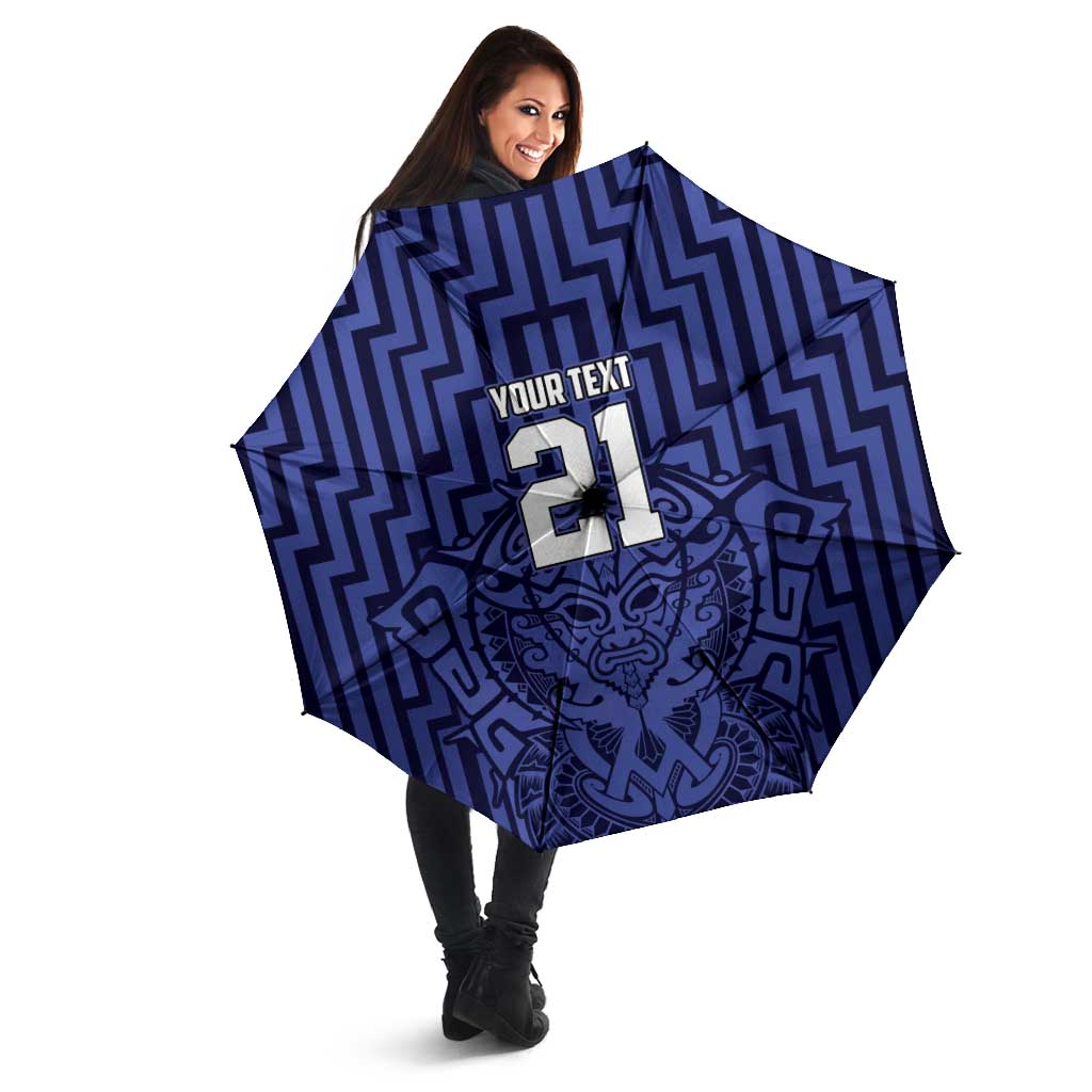 Custom Basketball New Zealand Umbrella Blue Maori Ta Moko Indigenous - Aussie Hoodie