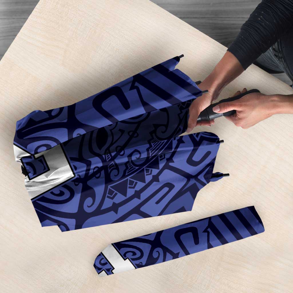 Custom Basketball New Zealand Umbrella Blue Maori Ta Moko Indigenous - Aussie Hoodie