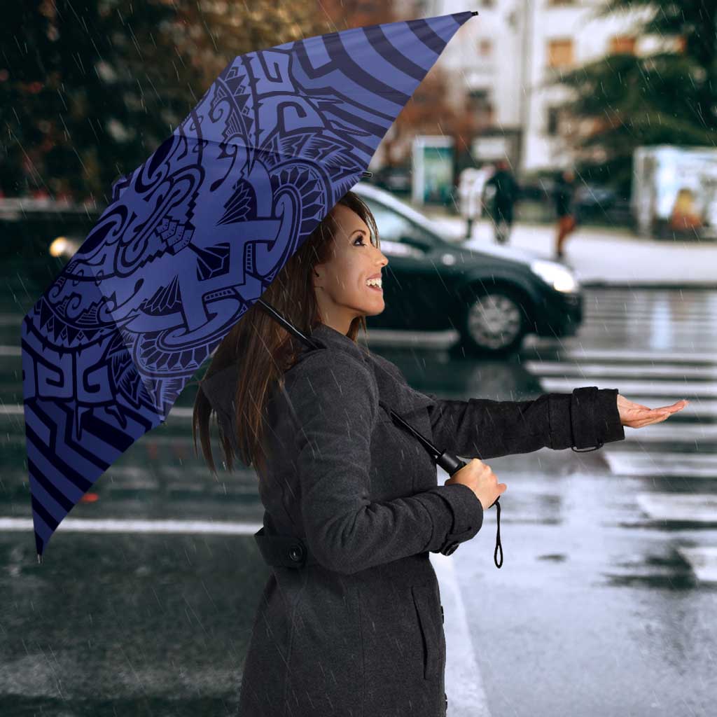 Custom Basketball New Zealand Umbrella Blue Maori Ta Moko Indigenous - Aussie Hoodie
