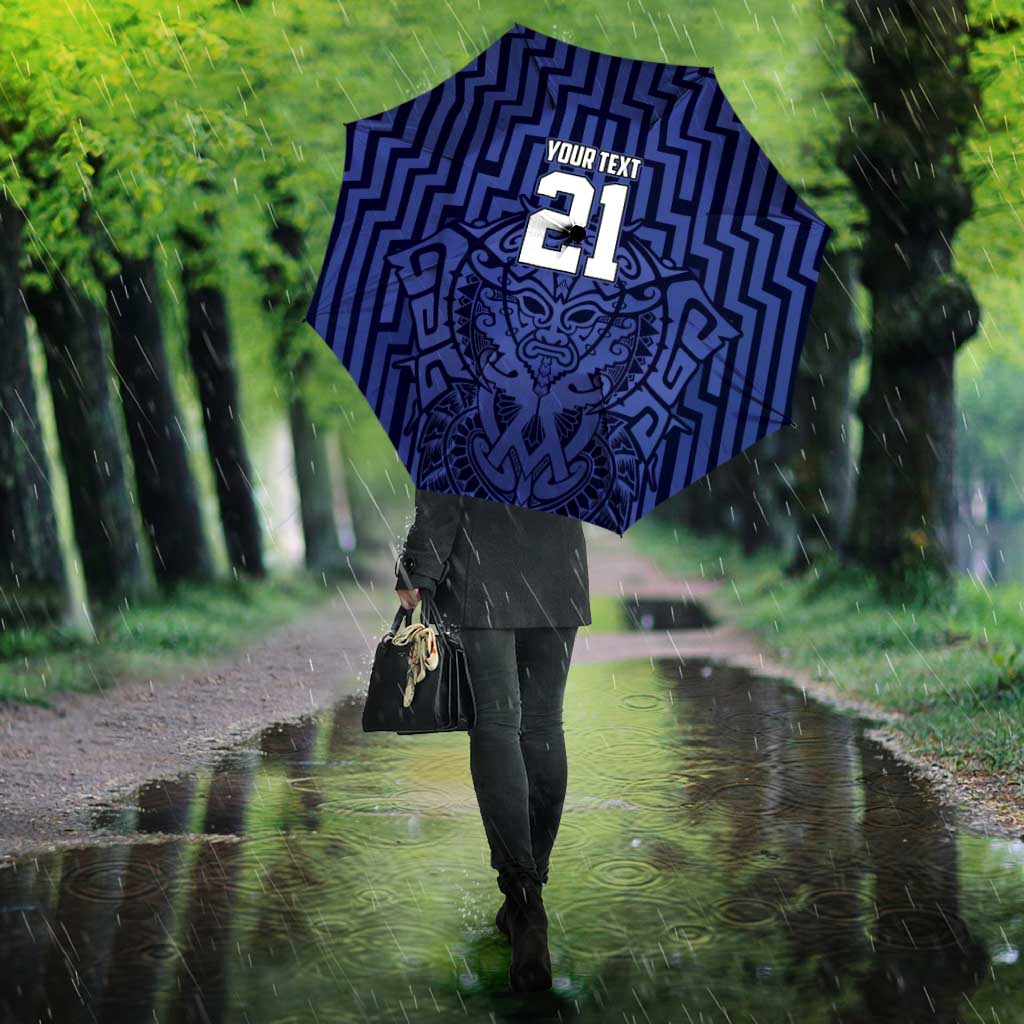 Custom Basketball New Zealand Umbrella Blue Maori Ta Moko Indigenous - Aussie Hoodie