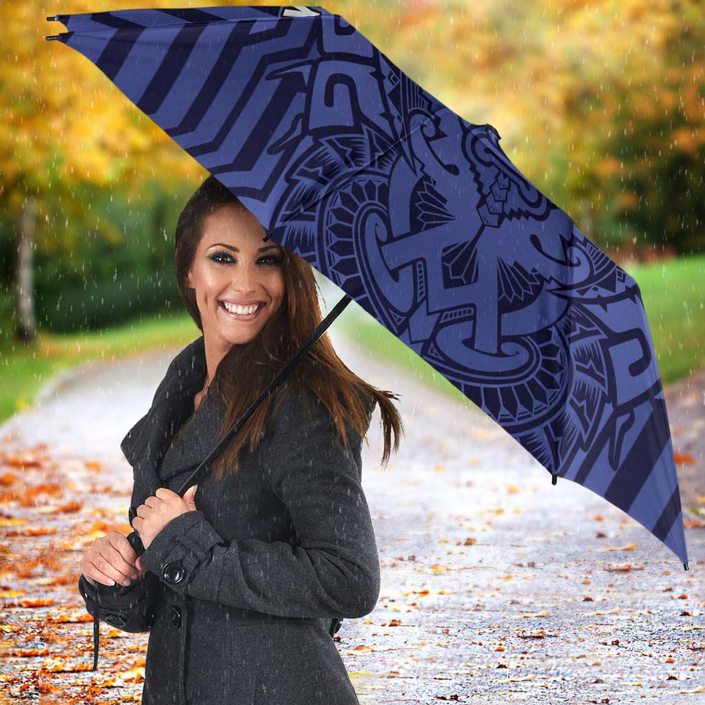 Custom Basketball New Zealand Umbrella Blue Maori Ta Moko Indigenous - Aussie Hoodie