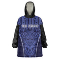 Custom Basketball New Zealand Wearable Blanket Hoodie Blue Maori Ta Moko Indigenous - Aussie Hoodie