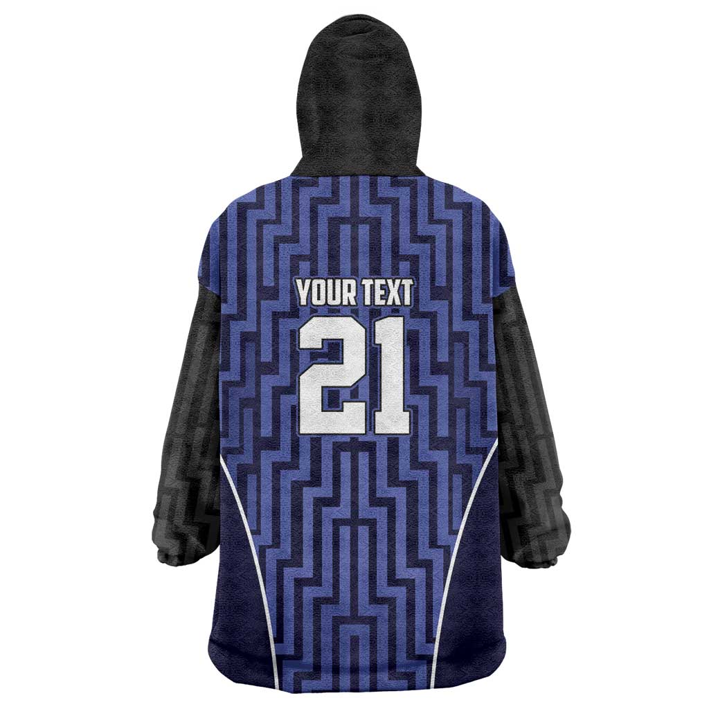 Custom Basketball New Zealand Wearable Blanket Hoodie Blue Maori Ta Moko Indigenous - Aussie Hoodie